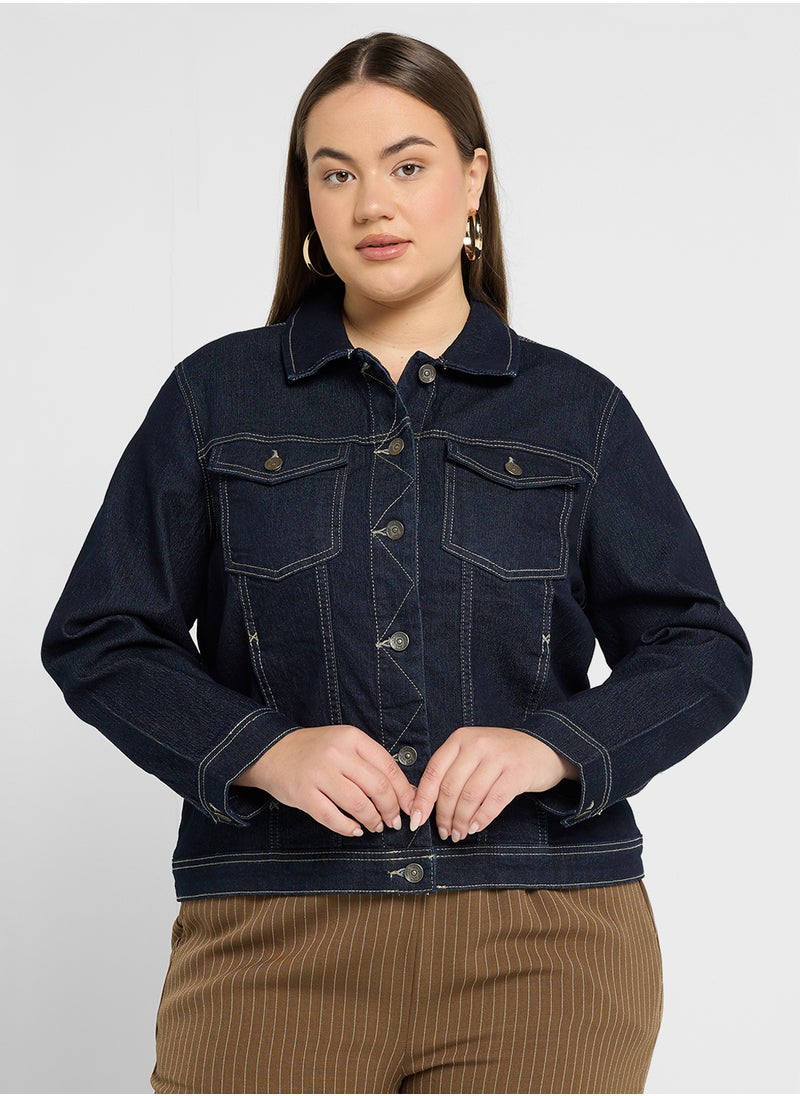 Only Carmakoma - Pocket Detail Denim Jacket - Image 1