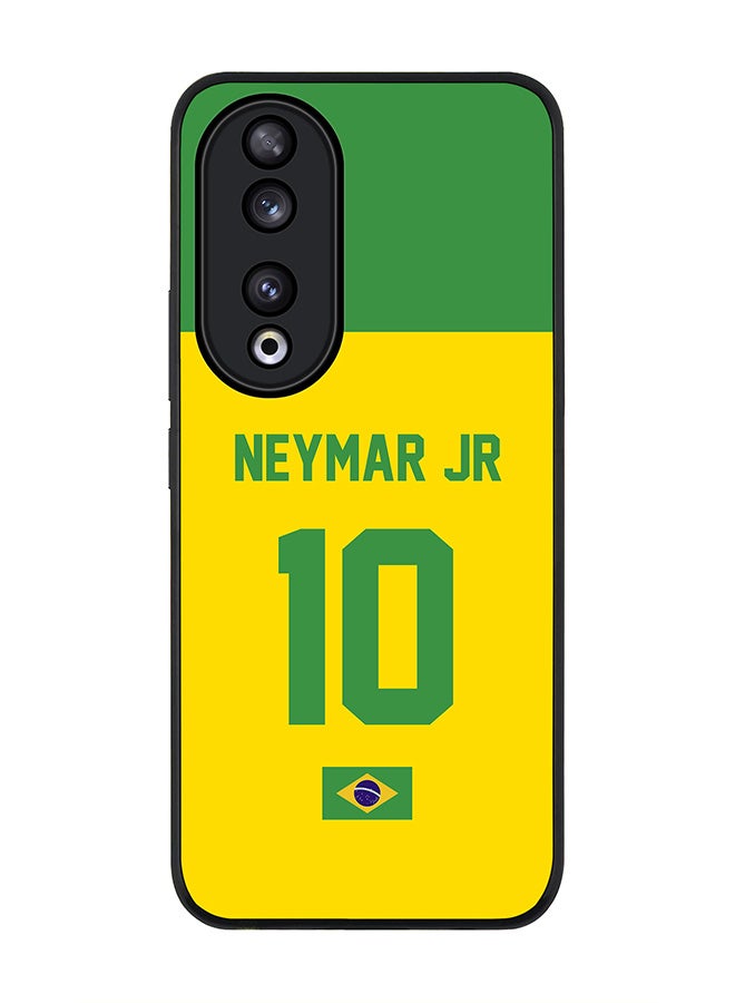 Stylizedd Rugged Black edge case for Honor 90 5G, Slim fit Case Flexible Anti Drop TPU Gel Thin Cover - Football Team - Brazil, Player Name - Neymar Jr - Image 1