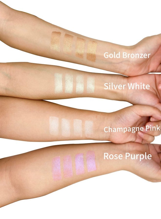 ONLYBETTER Highlighter Palette - Cream, Long Lasting Glitter Highlighter Makeup - Purple - Image 3