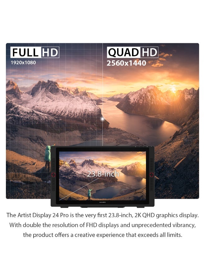 XP-PEN Artist 24 Pro 23.8 Inch 2K QHD Graphics Tablet Pen Display Drawing Monitor 20 Express Keys Support 60 Tilt for Windows Mac - Image 2