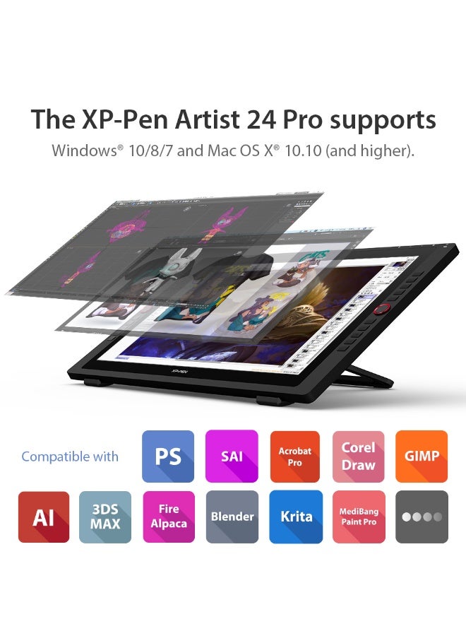 XP-PEN Artist 24 Pro 23.8 Inch 2K QHD Graphics Tablet Pen Display Drawing Monitor 20 Express Keys Support 60 Tilt for Windows Mac - Image 5