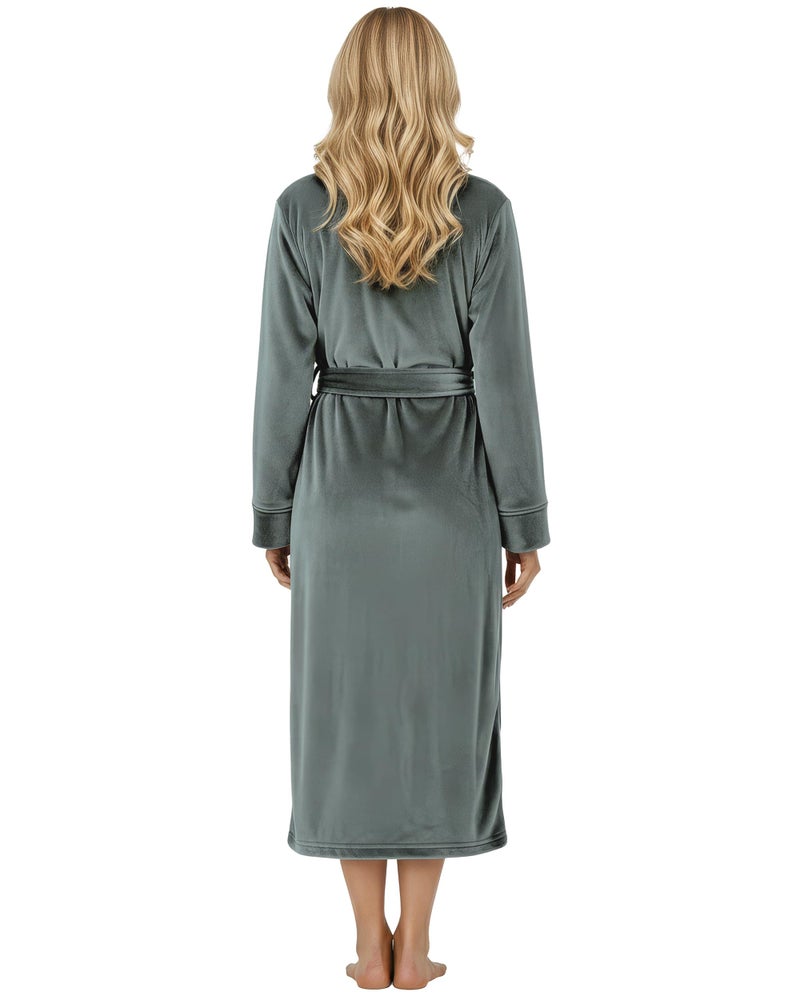 NY Threads Premium Womens Robe, Plush Fleece Long Bath Robe for Women, Fluffy Soft Women's Bathrobe, Medium, Dark Grey - Image 2