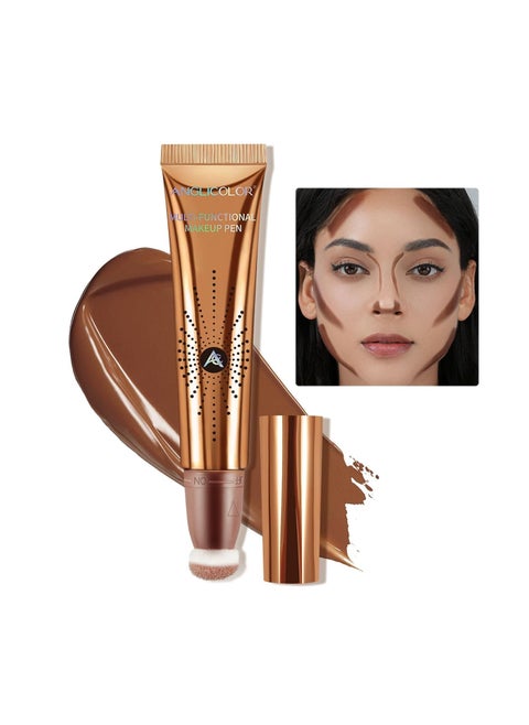 Contour Stick With Cushion Applicator,Liquid Contour Wand,Cream Contour Smooth,Bronzer Stick Lightweight Liquid Bronzer For Face, Vegan & Cruelty-Free (02#FAIR/MEDIUM,12ML)