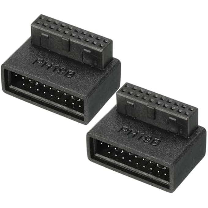 rayihni USB 3.0 19PIN 90 DEGREE ADAPTER, MALE TO FEMALE RIGHT ANGLE SOCKET FOR MOTHERBOARD INTERNAL HEADER 2PCS - Image 1