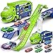 Bstoyder Kids Toys for 3 4 5 6 7 8 Years Old Boys 3 in 1 Dinosaur Carrier Truck Transport Car Toys Foldable 2 Track Dino Truck with 25in Race Track 6 Metal Toy Cars Birthday Toy Gift for Toddler - Image 2