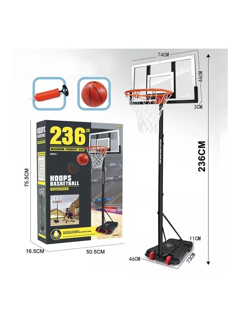 Generic Basketball Stand - Adjustable Height Basketball Stand up to 236cm with Ball and Air Pump for Adults and Kids  - Image 3