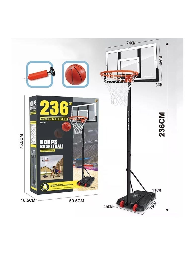 Basketball Stand - Adjustable Height Basketball Stand up to 236cm with Ball and Air Pump for Adults and Kids - Image 4