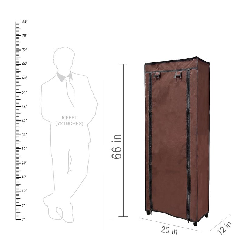 PHILOSHOP PHILOSHOP 9 Layer Fancy and Portable Foldable Collapsible ClosetCabinet Collapsible Wardrobe for Clothes with NonWoven Fabric Cover Brown Metal - Image 2
