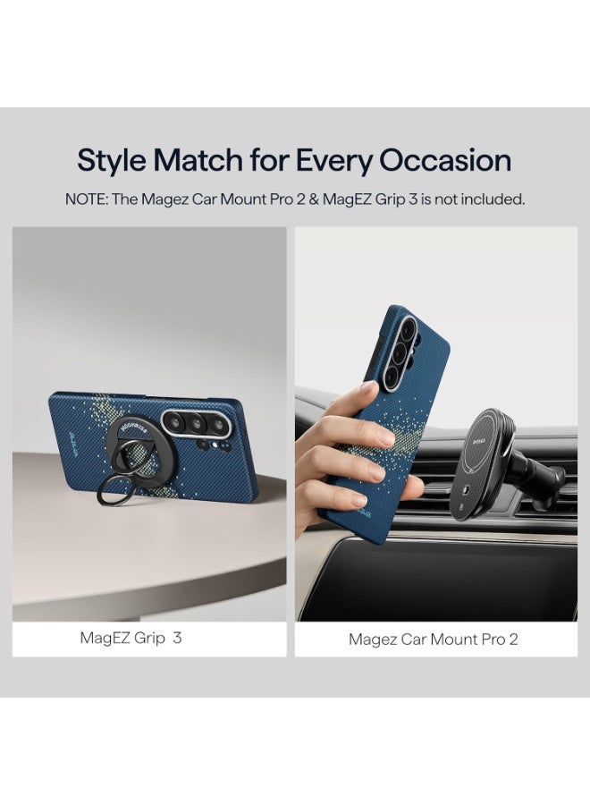 PITAKA حافظة PITAKA لجهاز Samsung Galaxy S26 Ultra، 6.9 بوصة، متوافقة مع MagSafe، حافظة فائقة النحافة لجهاز Samsung Galaxy S26 Ultra مع زر آرون، ألياف أراميد منسوجة 1500D [حافظة Edge - مجرة درب التبانة] - Image 5