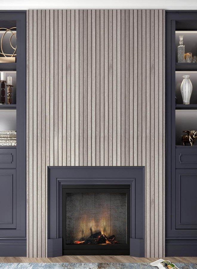 Decotalk Wood Slat Wallpaper Peel and Stick Grey Wood Slat Wallpaper 17.7"x120" Wooden Contact Paper Grey Wooden Gain Contact Paper for Cabinets and Drawers Walls Self Adhesive Removable Vinyl Wrap - Image 4