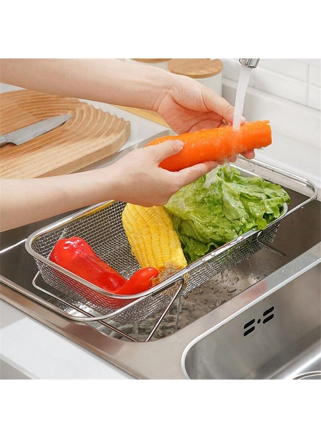 MosQuick® Kitchen Stainless Steel Over The Sink Colander for Kitchen Expandable Strainer Basket Colander with Mesh for Kitchen Sink Strain Drain Rinse Fruits Vegetables - Image 1