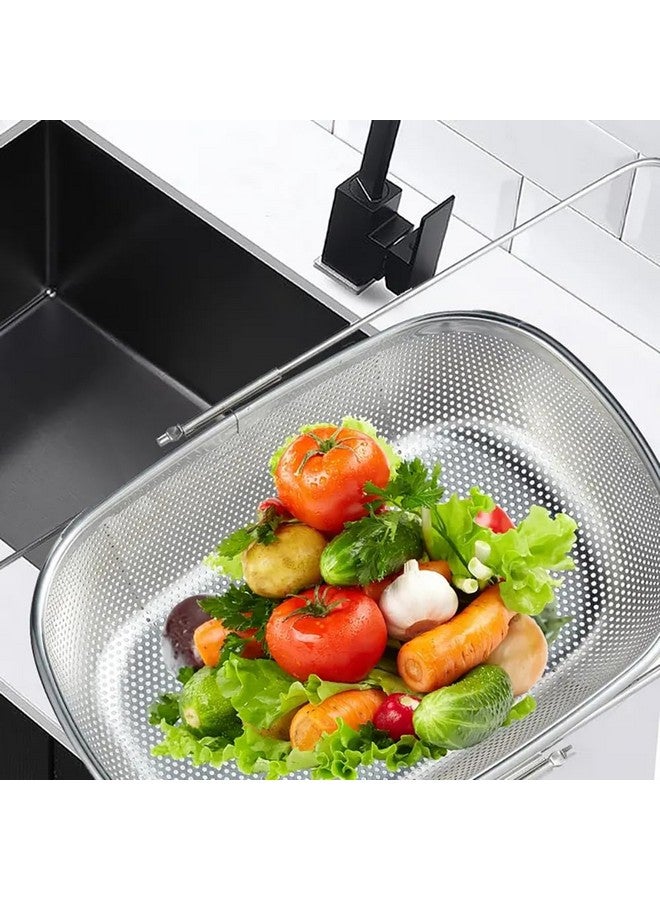MosQuick® Kitchen Stainless Steel Over The Sink Colander for Kitchen Expandable Strainer Basket Colander with Mesh for Kitchen Sink Strain Drain Rinse Fruits Vegetables - Image 2