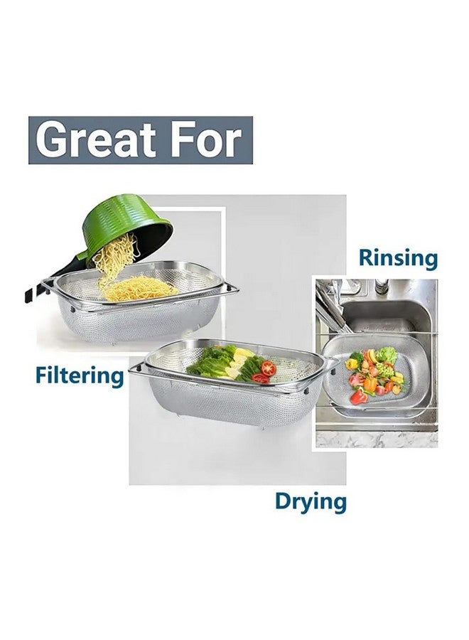 MosQuick® Kitchen Stainless Steel Over The Sink Colander for Kitchen Expandable Strainer Basket Colander with Mesh for Kitchen Sink Strain Drain Rinse Fruits Vegetables - Image 4