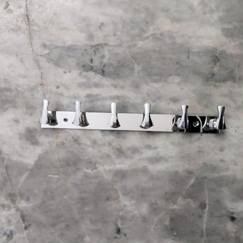 Sanmay Stainless Steel Sheet-Type Cloth Hook Hanger | Wall Mounted Hook Rail | Towel Hooks | Wall Hanger | Khunti - 6 Leg - Image 4