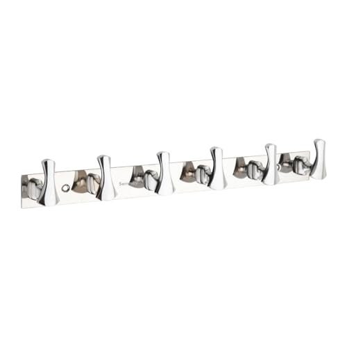Sanmay Stainless Steel Sheet-Type Cloth Hook Hanger | Wall Mounted Hook Rail | Towel Hooks | Wall Hanger | Khunti - 6 Leg - Image 1