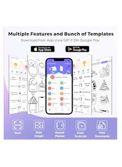 Generic Mini Printer with 6 Rolls Sticker Paper, Portable Sticker Printer Efficiently and Quickly, Thermal-Wireless-Bluetooth-Mini Inkless-Printer, Pictures, DIY, Label, Free App with Multiple Templates  - Image 3