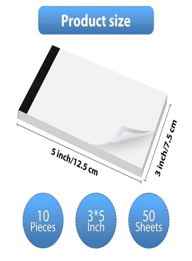 PINJINGPRO 10 Pack Blank Notepad Ruled for Work 50 Sheets Study Servers Daily Planning Small Notepad 3x5 Inch Note Pads Refills Notes Memo Pads White Paper Pads Writing Pads Scratch Note Pad for Office Supplies - Image 2