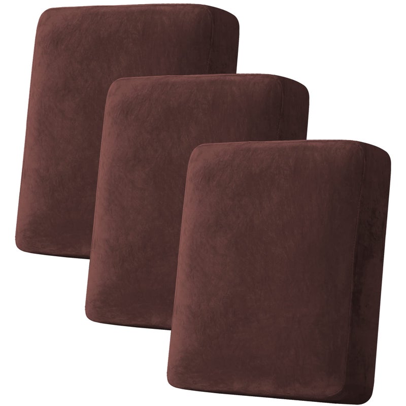 H.VERSAILTEX HVERSAILTEX Velvet Stretch Couch Cushion Cover Plush Cushion Slipcover for Chair Loveseat Sofa Cushion Furniture Protector Seat Cushion Sofa Cover 3 Piece Sofa Cushion Covers Brown 
