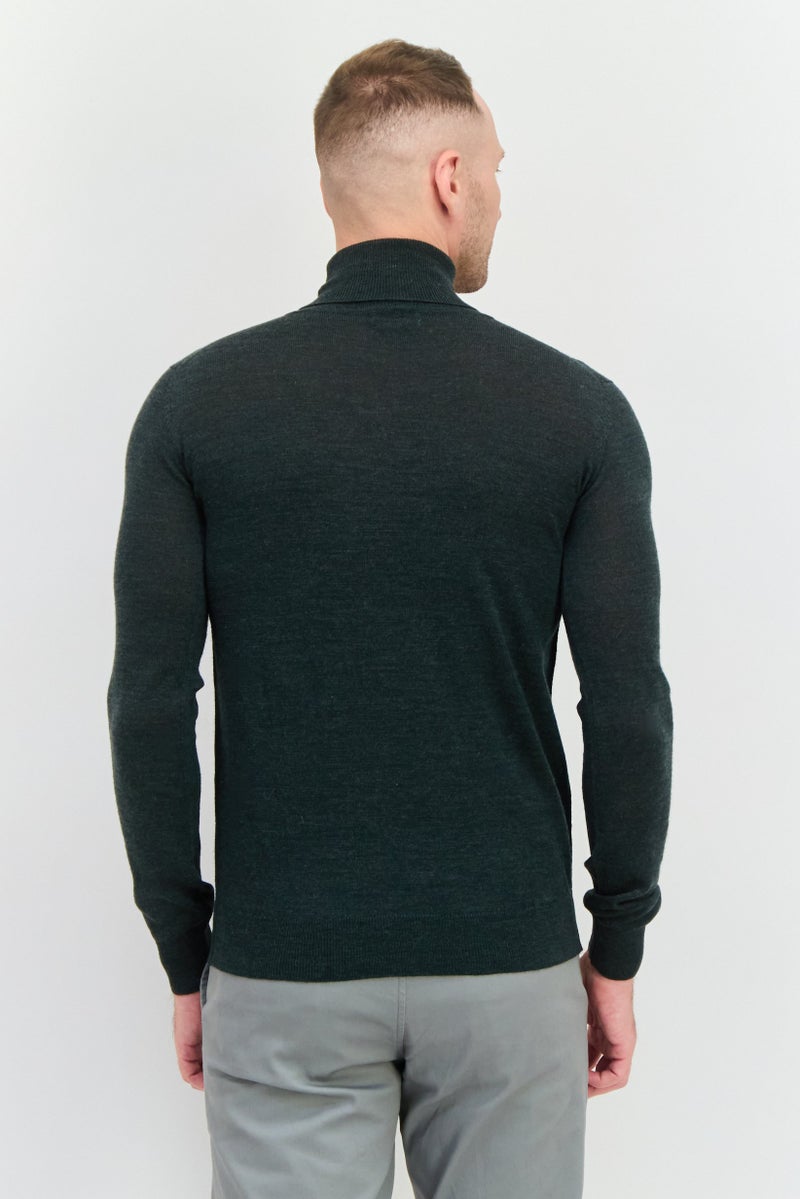 Sorbino Men Turtle Neck Textured Long Sleeves Sweatshirt, Dark Green - Image 3