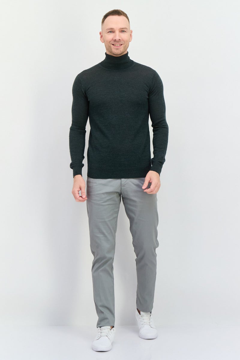 Sorbino Men Turtle Neck Textured Long Sleeves Sweatshirt, Dark Green - Image 4
