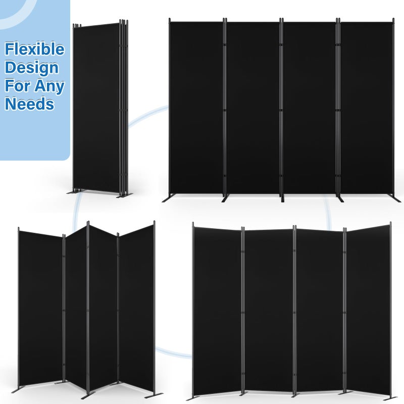 AKTOP 4 Panel Room Divider, 6FT Portable Wall Divider for Room Separation, 88"W Fabric Partition Room Dividers and Folding Privacy Screens, Freestanding Room Separators for Home Office Bedroom, Black - Image 4