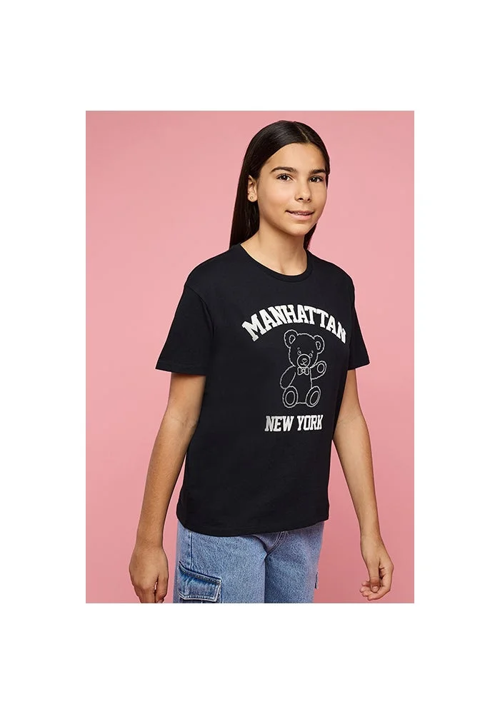 أر أند بي Printed T-Shirt with Crew Neck and Short Sleeves