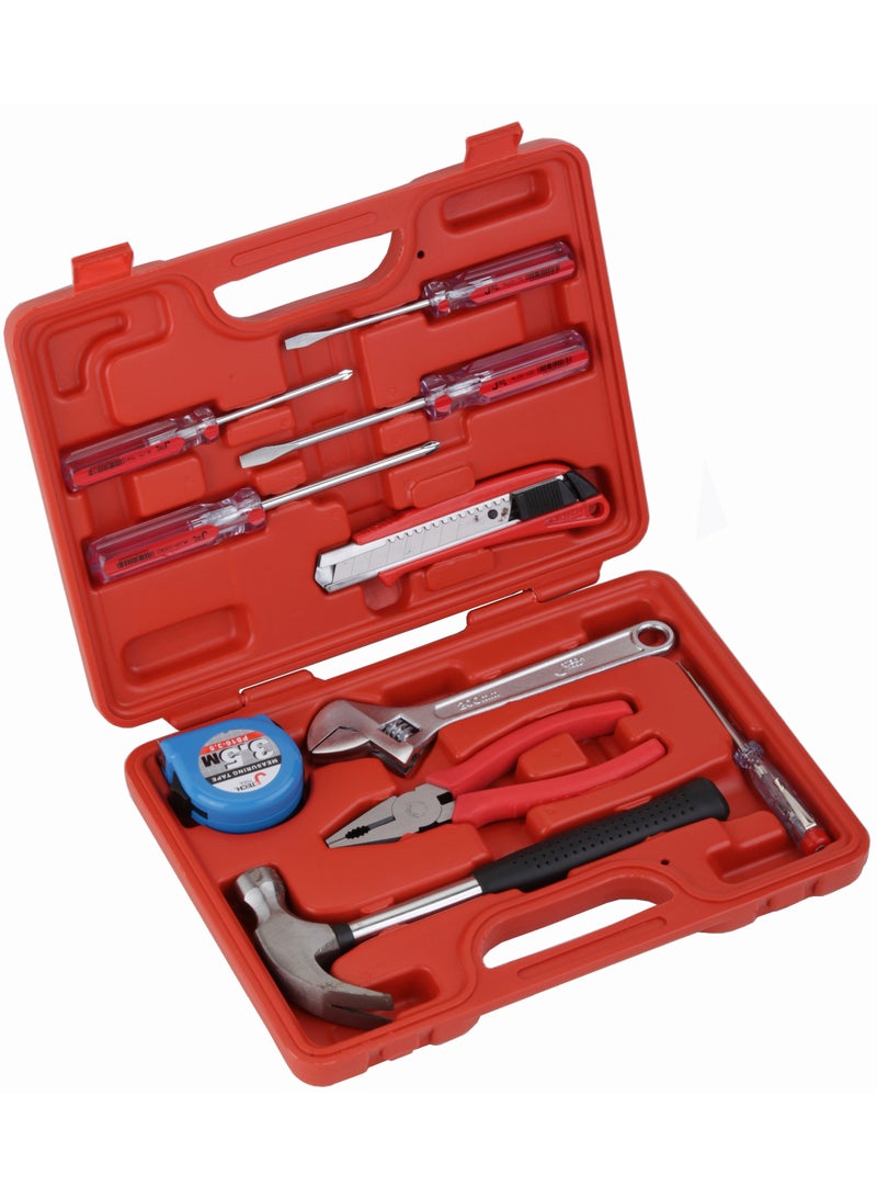 jetechtool Jetech 10-Piece General Tool Set, Household & Workshop Kit, Hand Tool Kit for Home, Office with Portable Toolbox Storage Case – JEB-F10 - Image 1