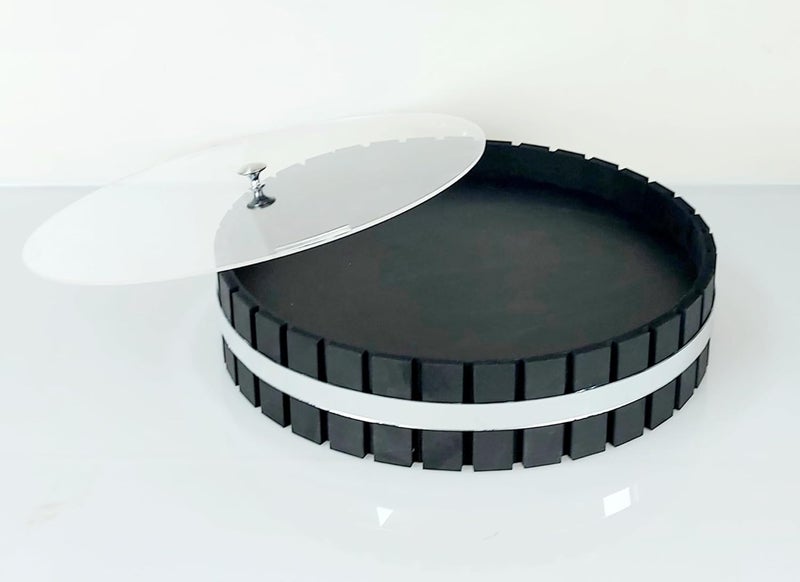 TPGP Acrylic Serving Tray for Ramadan Sweets and Dates - 35x35x8 cm - Black - Image 1