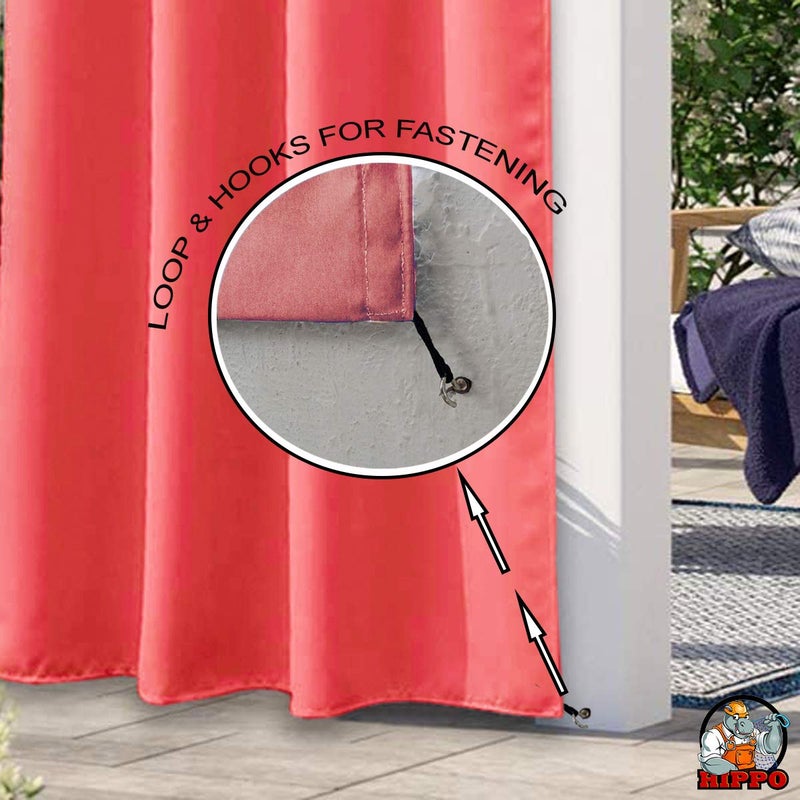 HIPPO Polyester Waterproof Curtains Rain Vision Blockage with Steel EyeletsGrommets Ideal for All Weather Conditions Outdoor Balcony for 8FT Door WR MarsalaRed Color 45FTX8FT Pack of 2Pcs - Image 3