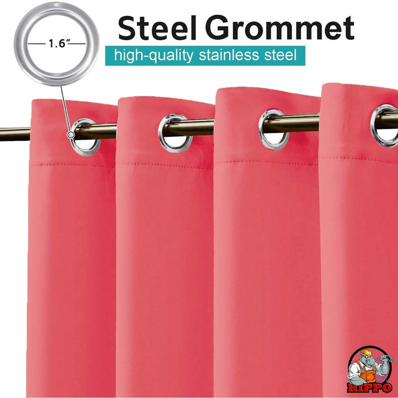 HIPPO Polyester Waterproof Curtains Rain Vision Blockage with Steel EyeletsGrommets Ideal for All Weather Conditions Outdoor Balcony for 8FT Door WR MarsalaRed Color 45FTX8FT Pack of 2Pcs - Image 2