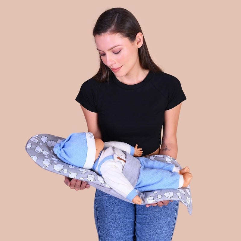 HOOPA وسادة تغذية HOOPA 2 في 1 مع مرتبة قطنية ناعمة (رمادي) | وسادة رضاعة | حامل رضيع | حديثي الولادة حتى 4 أشهر | وسادة للرضاعة الطبيعية | دعم كامل للجسم - Image 4