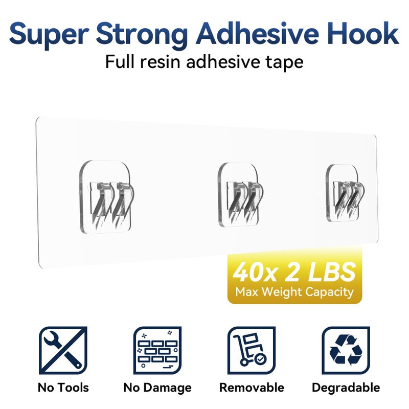 YASONIC Shower Caddy Adhesive, No Drill Bathroom Shower Organizers, with Removable Hooks, Rust Proof Shower Shelves, Wall-Mounted Shower Holder, White, 2 Pack - Image 4