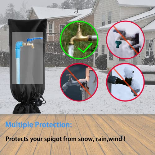 Bailiyake 2 Pack Outdoor Faucet Covers for Winter Freeze Protection, 25 x 13'' Spigot Cover Water Faucet Socks for Freeze Protection,Waterproof Yard Faucet Pipe Insulation Cover - Image 5