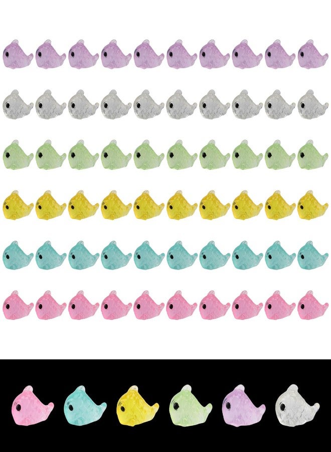 Gallipower 60Pcs Luminous Mini Resin Fish,Mini Resin Animals Figures,Miniature Glow in The Dark Ornament for Garden Landscape Aquarium Dollhouse Birthday Party Room Crafts DIY Decoration - Image 1