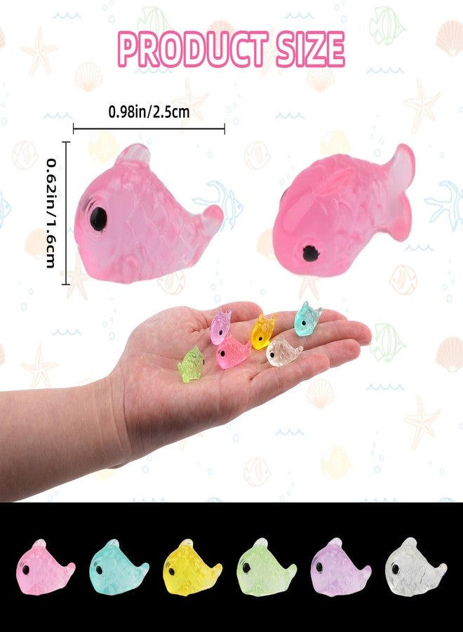 Gallipower 60Pcs Luminous Mini Resin Fish,Mini Resin Animals Figures,Miniature Glow in The Dark Ornament for Garden Landscape Aquarium Dollhouse Birthday Party Room Crafts DIY Decoration - Image 2