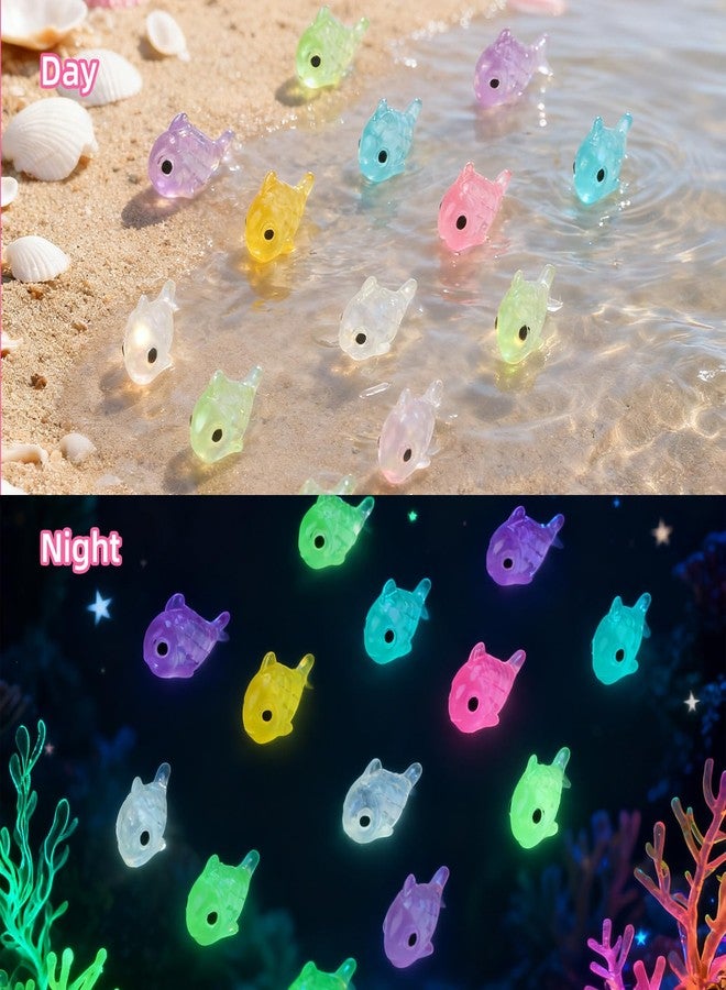 Gallipower 60Pcs Luminous Mini Resin Fish,Mini Resin Animals Figures,Miniature Glow in The Dark Ornament for Garden Landscape Aquarium Dollhouse Birthday Party Room Crafts DIY Decoration - Image 4