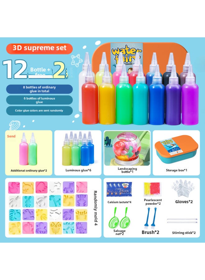 Children's Magical Water Elf Mold Baby Water Supplement Handmade Diy Material Pack Girl's Educational Toy-Color:Water Elf [Supreme] Send 2 More Bottles Of Color Glue  - Image 1