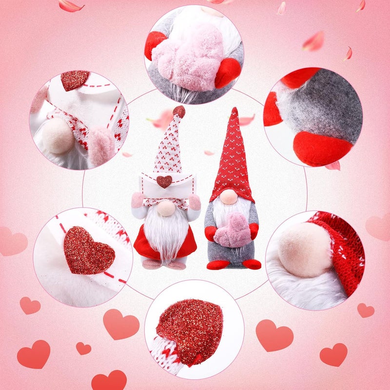 تشوانغ دي هدية تشوانغدي: تماثيل قزمية محشوة معلقة بقلوب خشبية وزينة نبات النفل، ديكور قزمي، عقد خرز خشبي مع شرابات لتزيين طاولة عيد الحب وعيد القديس باتريك وديكورات المنزل (طراز القلب) - Image 3