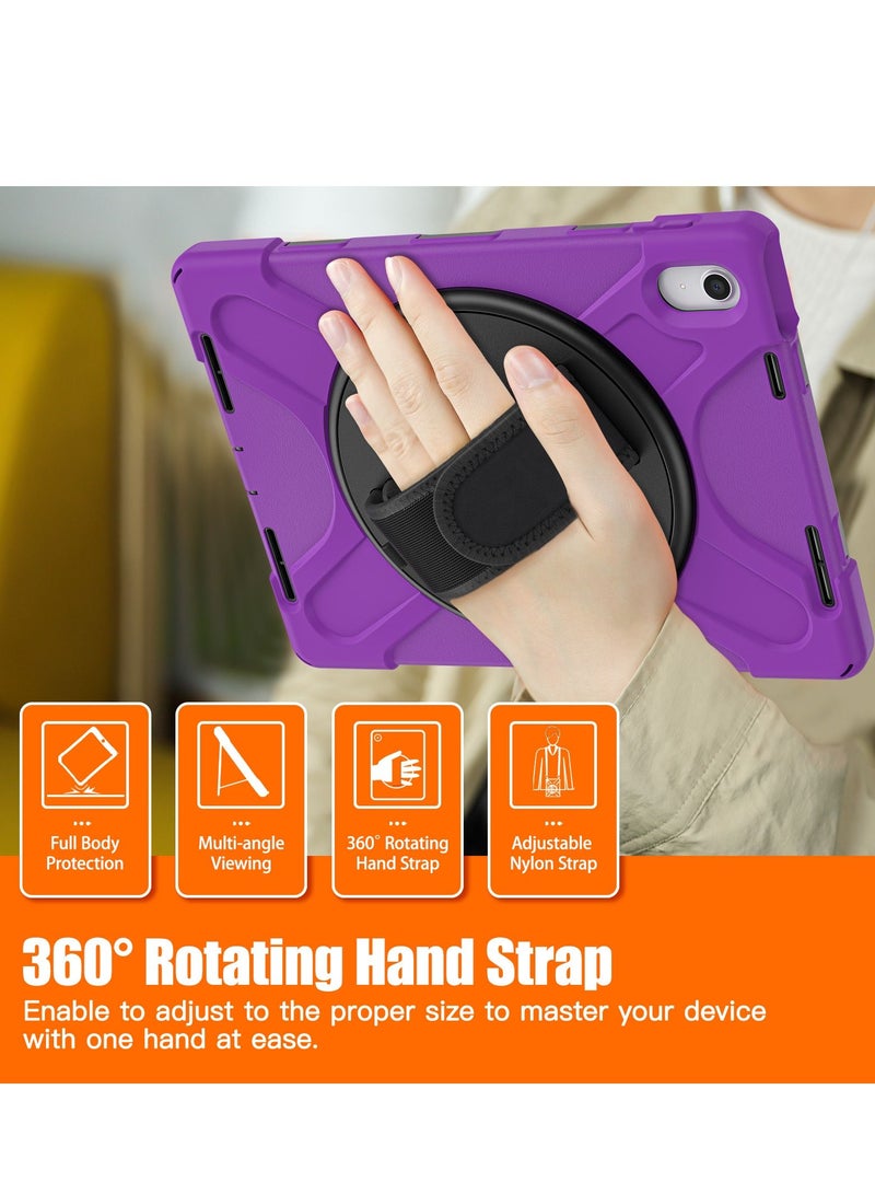 GULFLINK Full Body Cover with 360 Rotating Hand Strap Shoulder Strap, Heavy Duty Shockproof Case for  ipad 10th 10.9 inch 2022（A2757/A2777）Purple - Image 4