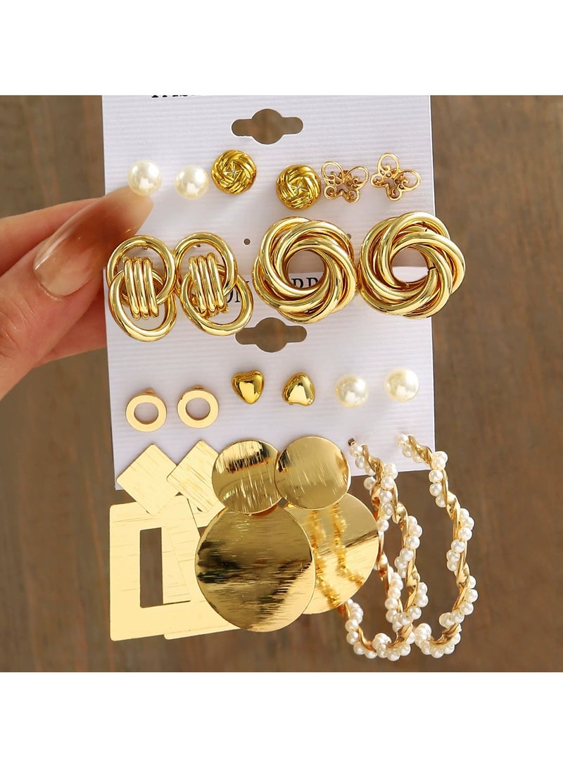 Goolsky 11-Pair Gold Earring Set for Women – Trendy Hoop, Stud & Dangle Earrings, Minimalist & Fashion Jewelry Collection - Image 1