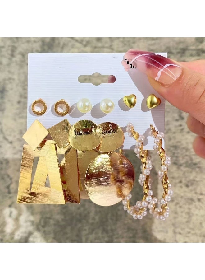 Goolsky 11-Pair Gold Earring Set for Women – Trendy Hoop, Stud & Dangle Earrings, Minimalist & Fashion Jewelry Collection - Image 3