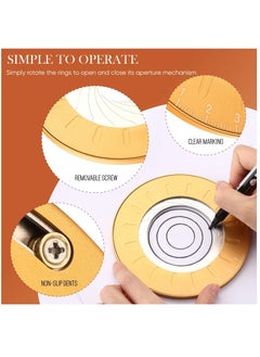 KASTWAVE Circle Drawing Tool, Alloy Adjustable Circular Template Measuring Tool, Geometric Template for Drawing Designer Woodworking Yellow  - Image 2