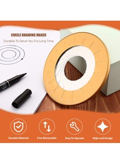 KASTWAVE Circle Drawing Tool, Alloy Adjustable Circular Template Measuring Tool, Geometric Template for Drawing Designer Woodworking Yellow  - Image 3