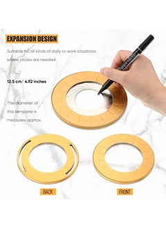 KASTWAVE Circle Drawing Tool, Alloy Adjustable Circular Template Measuring Tool, Geometric Template for Drawing Designer Woodworking Yellow  - Image 5