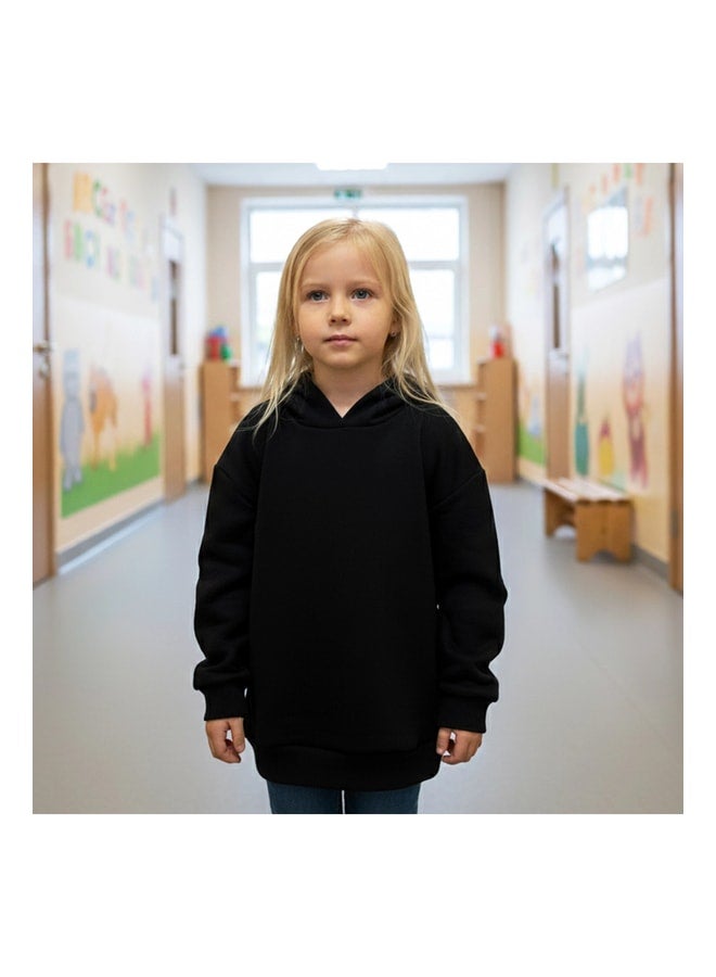 Woodycord Children's Hooded Sweatshirt - Black - Plain - Image 3