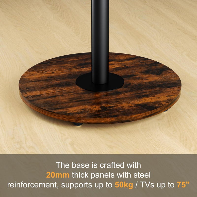 unho Black Rolling tv Stands for Living Room Swivel Portable tv Stand on Wheels for 40-75 Inch LCD LED OLED TVs, Height Adjustable&Wood Basecorner tv Stand, Mobile TV Cart Holds up to 110Lbs - Image 5