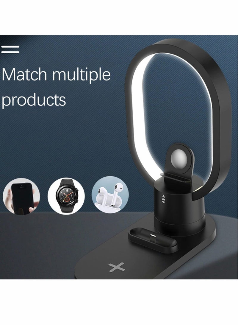 Captaintech Wireless Charger Stand, 4 in 1 Fast Wireless Charger LED Table Night Light, Wireless Magnetizing Bedside Lamp, Universal Charger Flash Charger Mobile Phone Holder - Image 5
