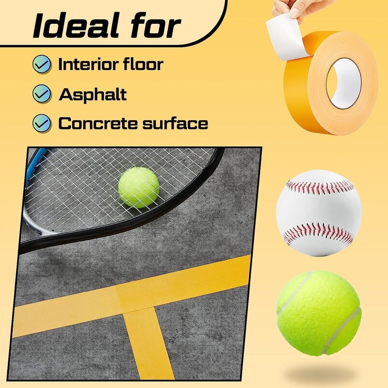 Azonee Single Sided Carpet Duct Tape, 5Cm*50 M Outdoor Court Tape Adhesive Court Marking Tape Court Lines For Tennis Badminton Parking Floor Pavement Driveway Strong Adhesive Heavy Duty Sticker Tape - Image 4