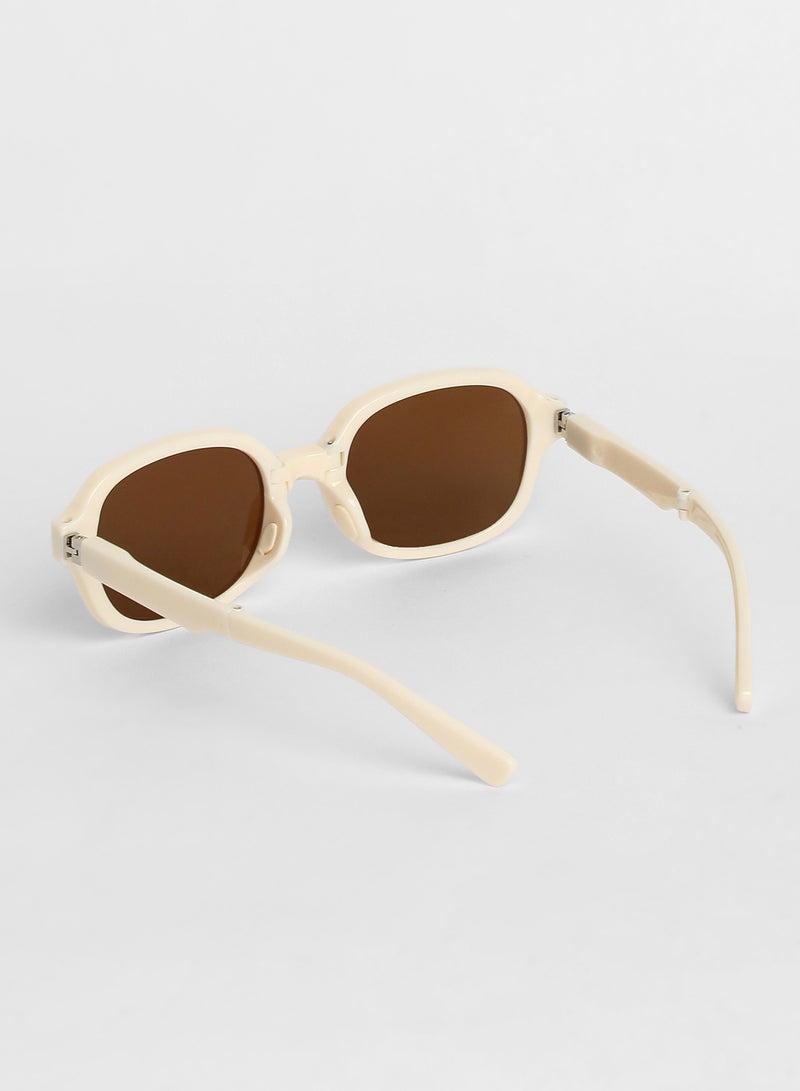 Haute Sauce Haute Sauce Unisex Foldable Rectangular Sunglasses For Casual Wear | One-Size | White Polycarbonate Frame | Brown Polarized Lens | Full Rim | Eyewear For Woman & Girls  - Image 4