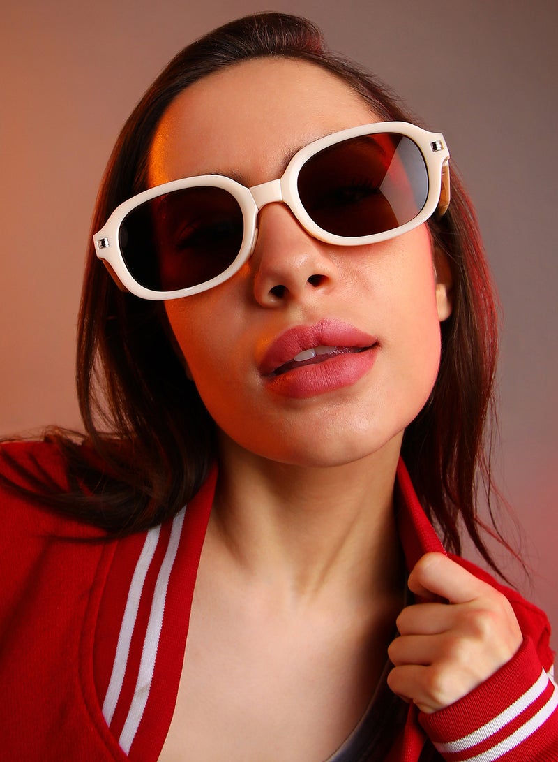 Haute Sauce Haute Sauce Unisex Foldable Rectangular Sunglasses For Casual Wear | One-Size | White Polycarbonate Frame | Brown Polarized Lens | Full Rim | Eyewear For Woman & Girls  - Image 2